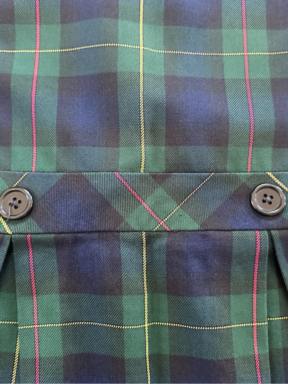 Girls Green and Navy Plaid Pleated Jumper Dress - Picture 3 of 5